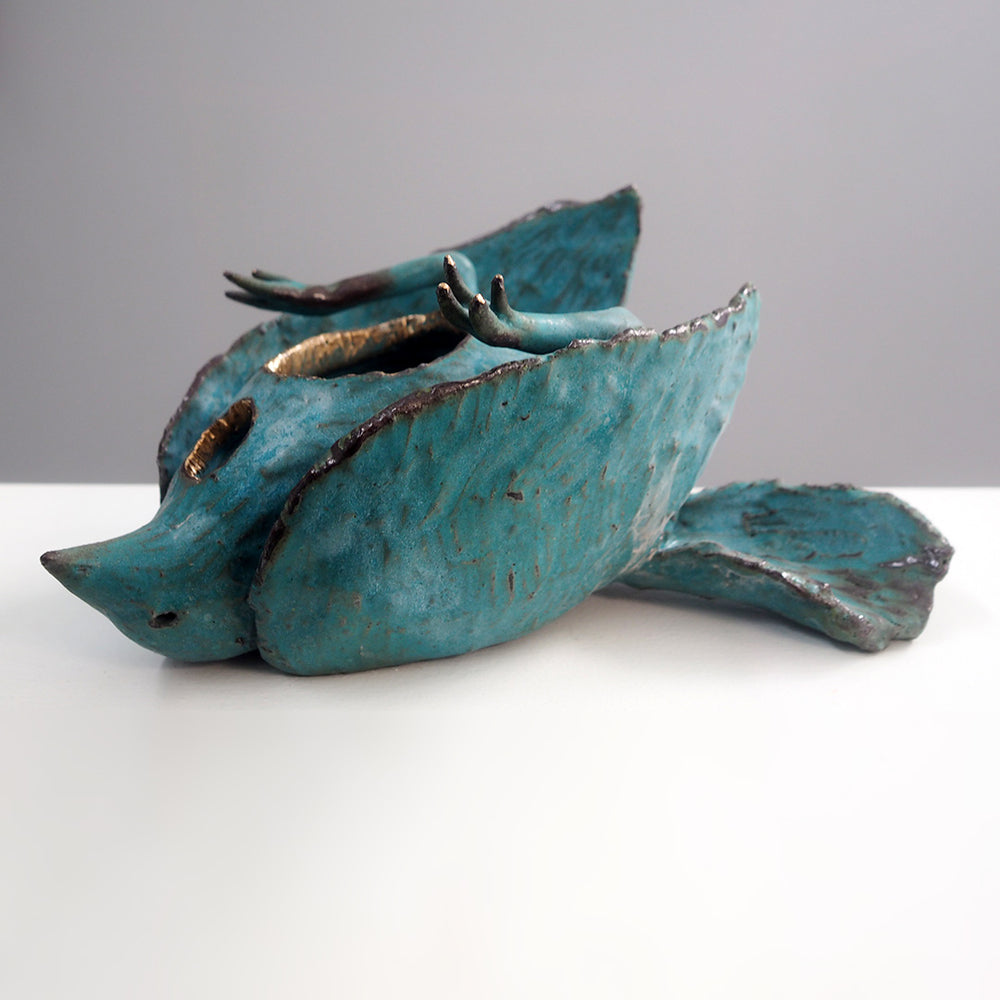 Ceramic Bird Sculpture - Wall Hanging Optional