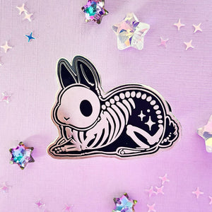 Skeleton Bunny Metal Enamel Pin