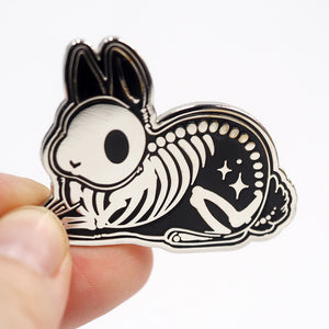 Skeleton Bunny Metal Enamel Pin