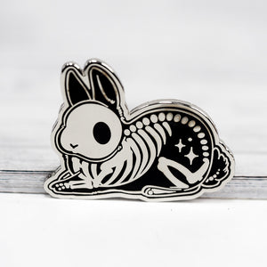 Skeleton Bunny Metal Enamel Pin