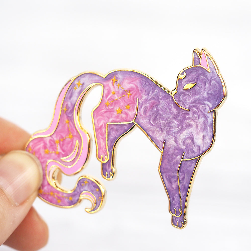 Pearl Galaxy Cat - Deluxe Metal Enamel Pin