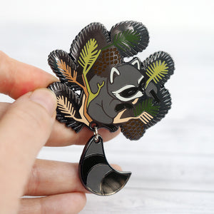 Pine Tree Raccoon - Metal Enamel Pin