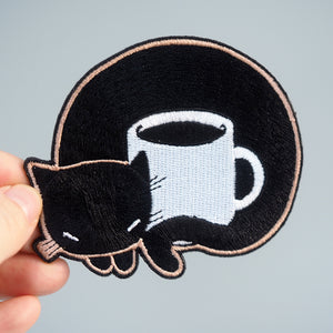 Coffee Cat - Iron-On Patch