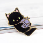 Playful Black Cat - Metal Enamel Pin