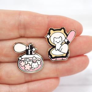 Spring Makeup Kitties - Metal Enameled Pin Set