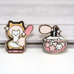 Spring Makeup Kitties - Metal Enameled Pin Set