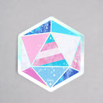 Trans Pride D20 Dice - Holographic Vinyl Sticker