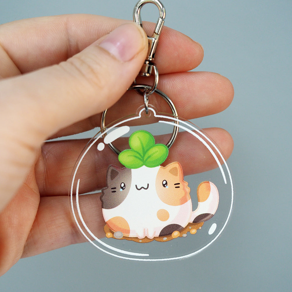 
            
                Load image into Gallery viewer, Terrarium Cat Keychain - Calico
            
        
