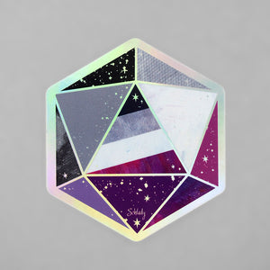 Asexual Pride D20 Dice - Holographic Vinyl Sticker