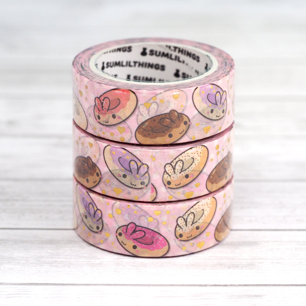 
            
                Load image into Gallery viewer, Bunny Donuts - Holo Gold Foil Washi Tape
            
        