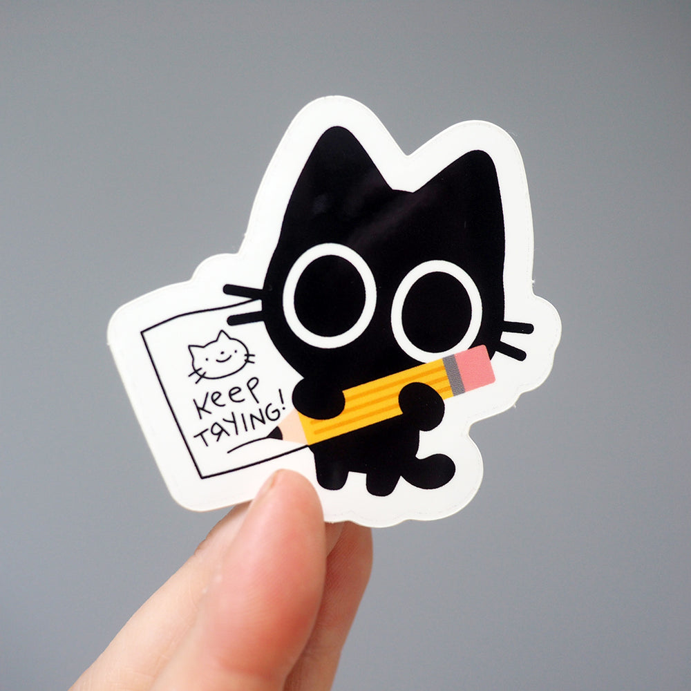 
            
                Load image into Gallery viewer, &amp;#39;Keep Trying&amp;#39; Kitty Cat - Vinyl Sticker
            
        