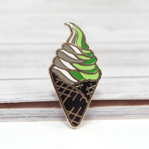 
            
                Load image into Gallery viewer, Aromatic Pride Ice Cream Cone - Metal Enameled Pin
            
        