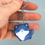 Grumpy Tuxedo Cat Keychain