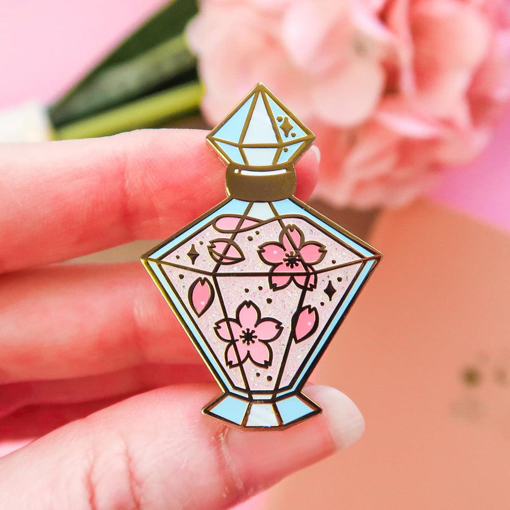 Sakura Springtime Potion - Glitter Metal Enameled Pin