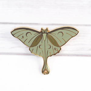 
            
                Load image into Gallery viewer, Luna Moth - Glitter Metal Enameled Pin
            
        