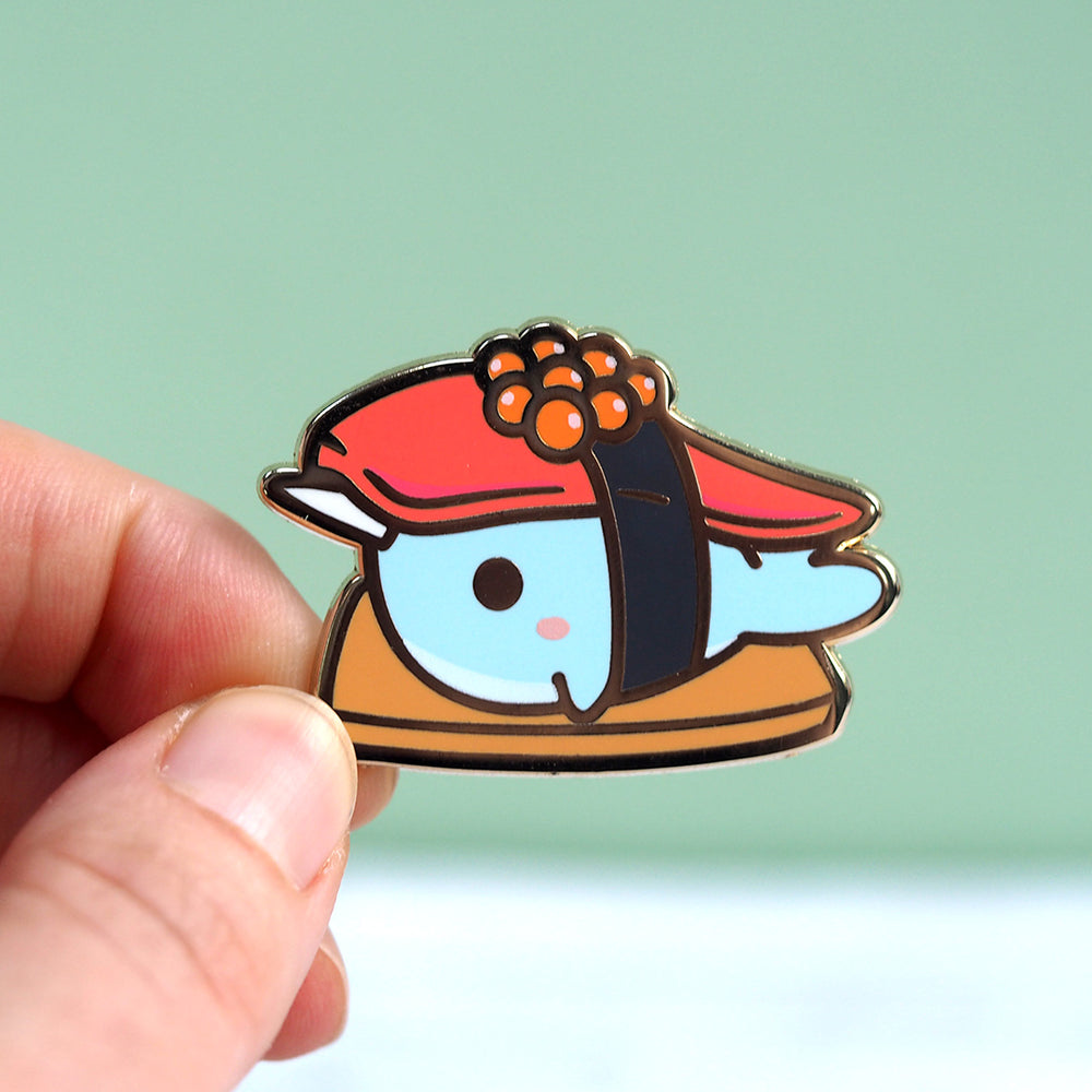 
            
                Load image into Gallery viewer, Narwhal in Sushi - Metal Enameled Pin
            
        