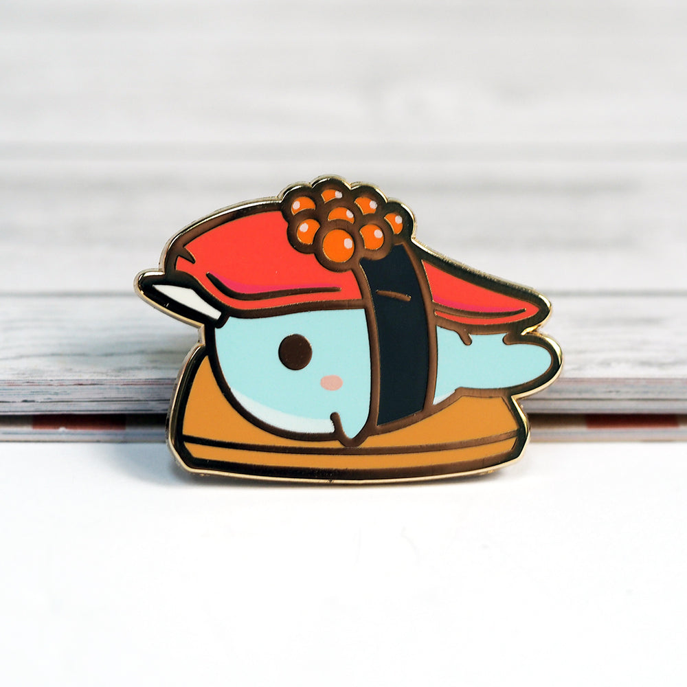 
            
                Load image into Gallery viewer, Narwhal in Sushi - Metal Enameled Pin
            
        