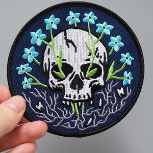 Forget-Me-Not Skull - Iron-On Patch