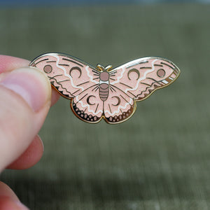
            
                Load image into Gallery viewer, Cecropia Moth - Glitter Metal Enameled Pin
            
        