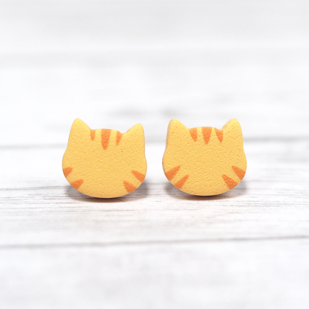 Cat Stud Earrings - Orange Tabby