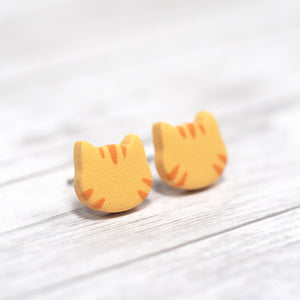 
            
                Load image into Gallery viewer, Cat Stud Earrings - Orange Tabby
            
        