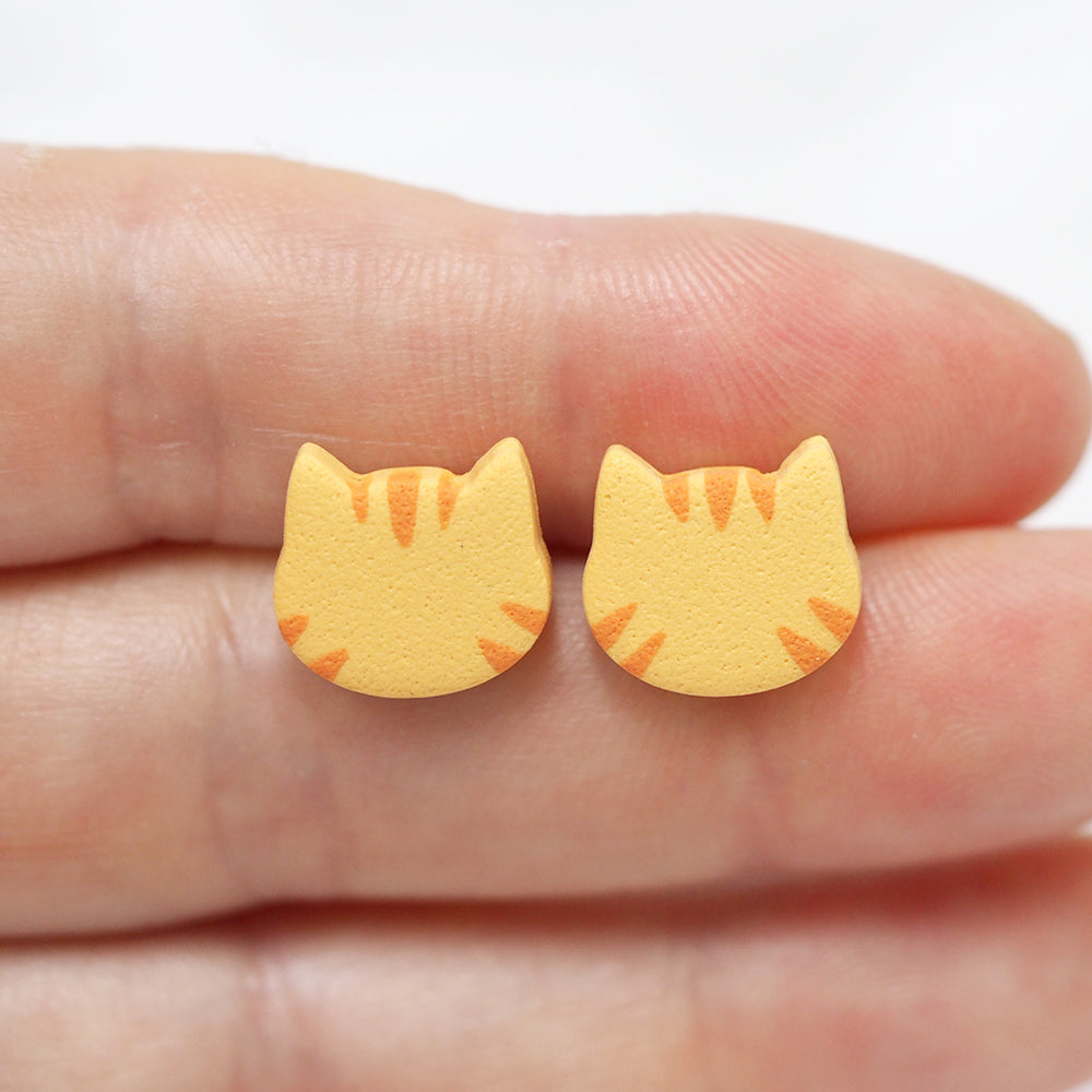 Cat Stud Earrings - Orange Tabby