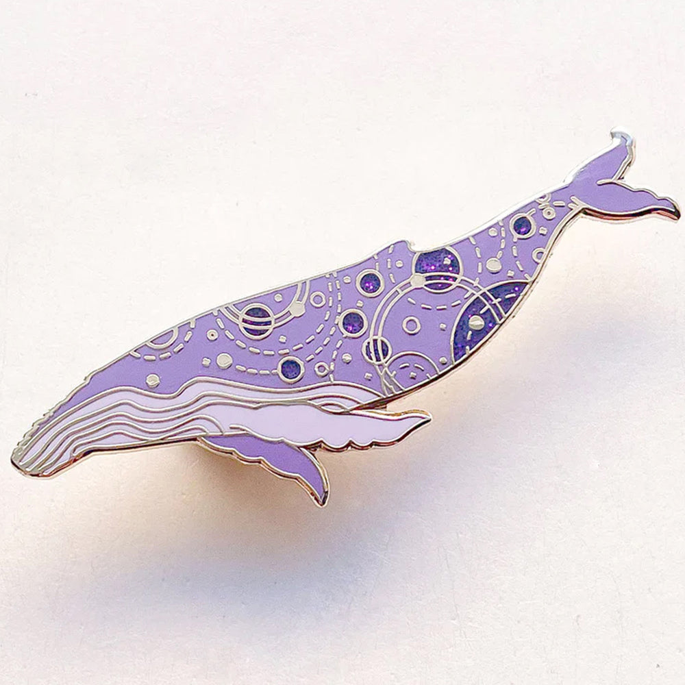 Orbital Humpback Whale - Glitter Metal Enameled Pin