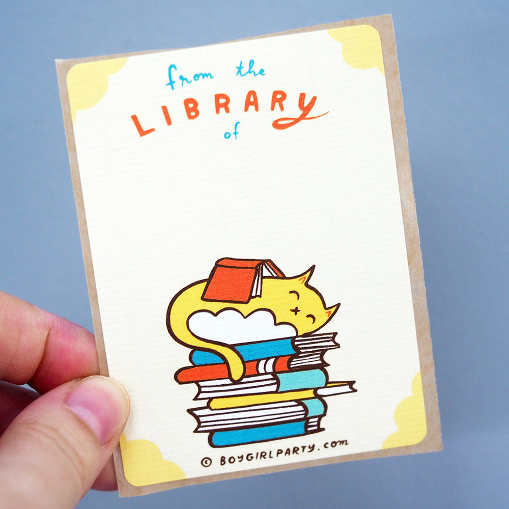 Library Cat - Bookplate Stickers (Ex Libris)