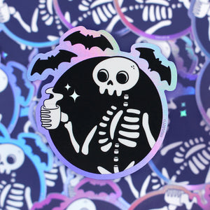 
            
                Load image into Gallery viewer, Skeleton Coffee - Holographic Vinyl Sticker
            
        