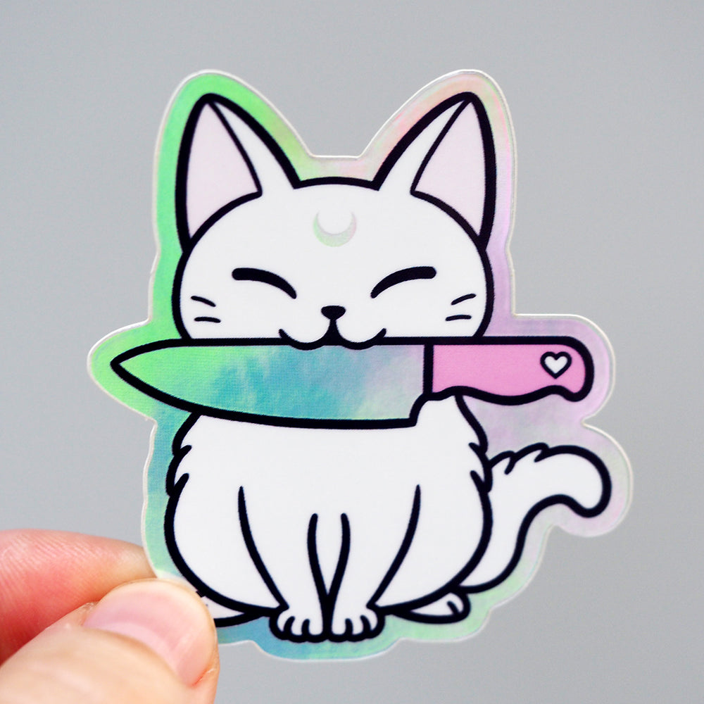 Artwork by Julianna Swaney — Cat and Books Sticker
