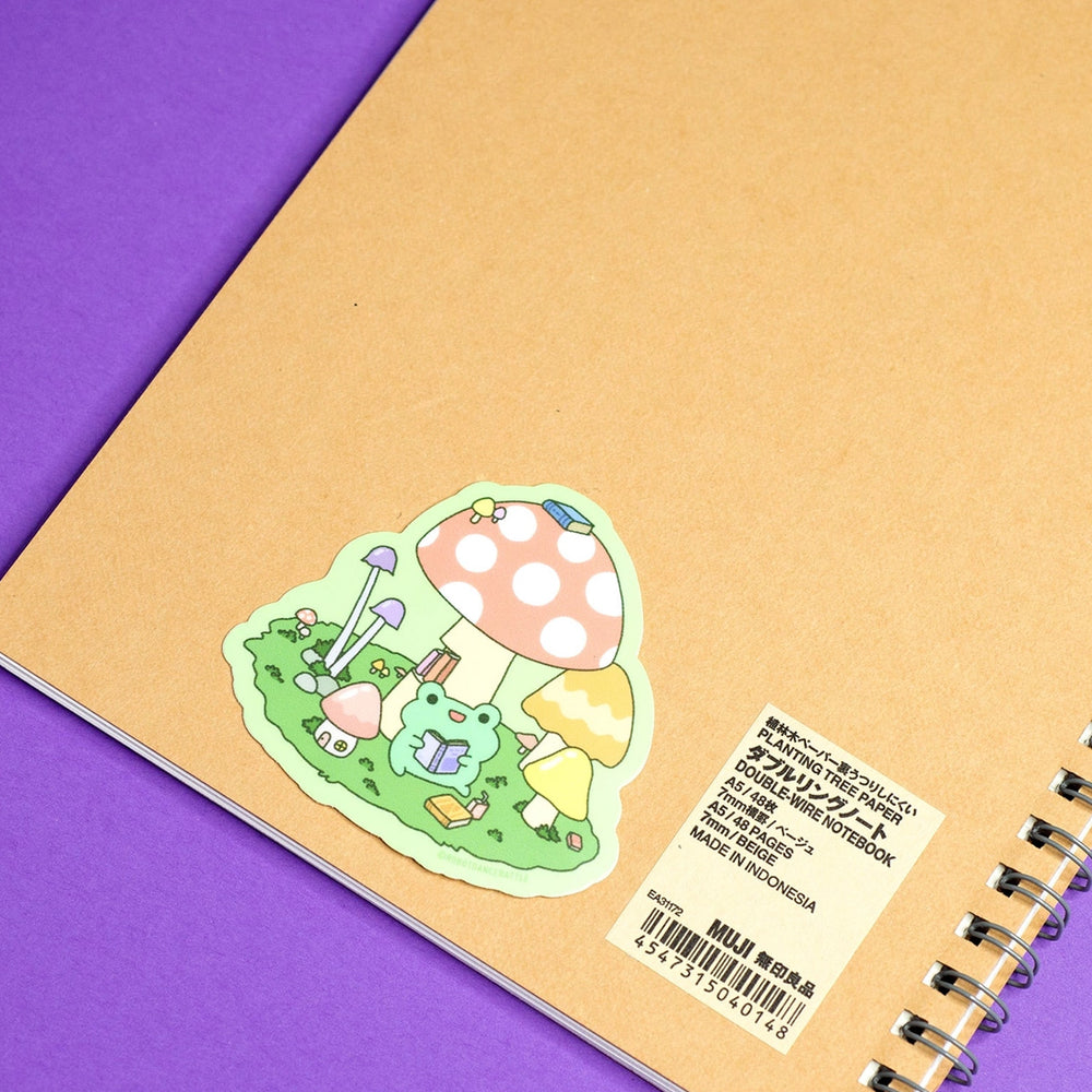 
            
                Load image into Gallery viewer, Froggy Reading In Mushrooms - Vinyl Sticker
            
        
