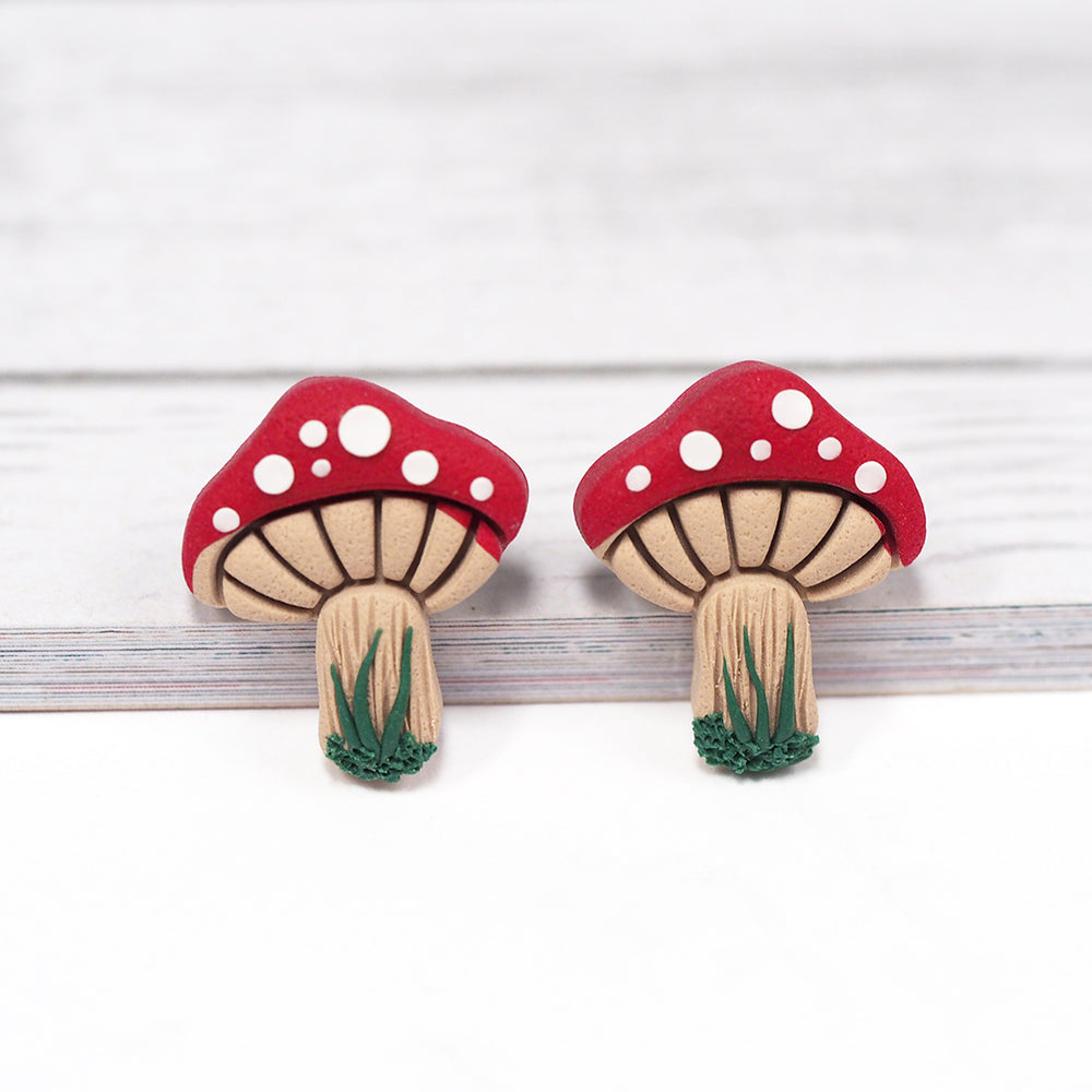 Handmade Mushroom Stud Earrings