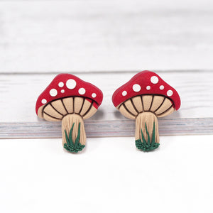 
            
                Load image into Gallery viewer, Handmade Mushroom Stud Earrings
            
        