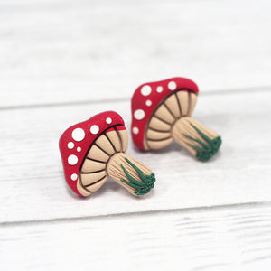 
            
                Load image into Gallery viewer, Handmade Mushroom Stud Earrings
            
        