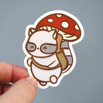 Raccoon Mushroom Forager - Vinyl Sticker