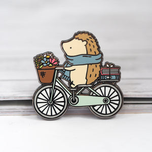 Hedgehog Biking - Metal Enamel Pin