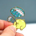 Leaf Umbrella Frog - Metal Enameled Pin