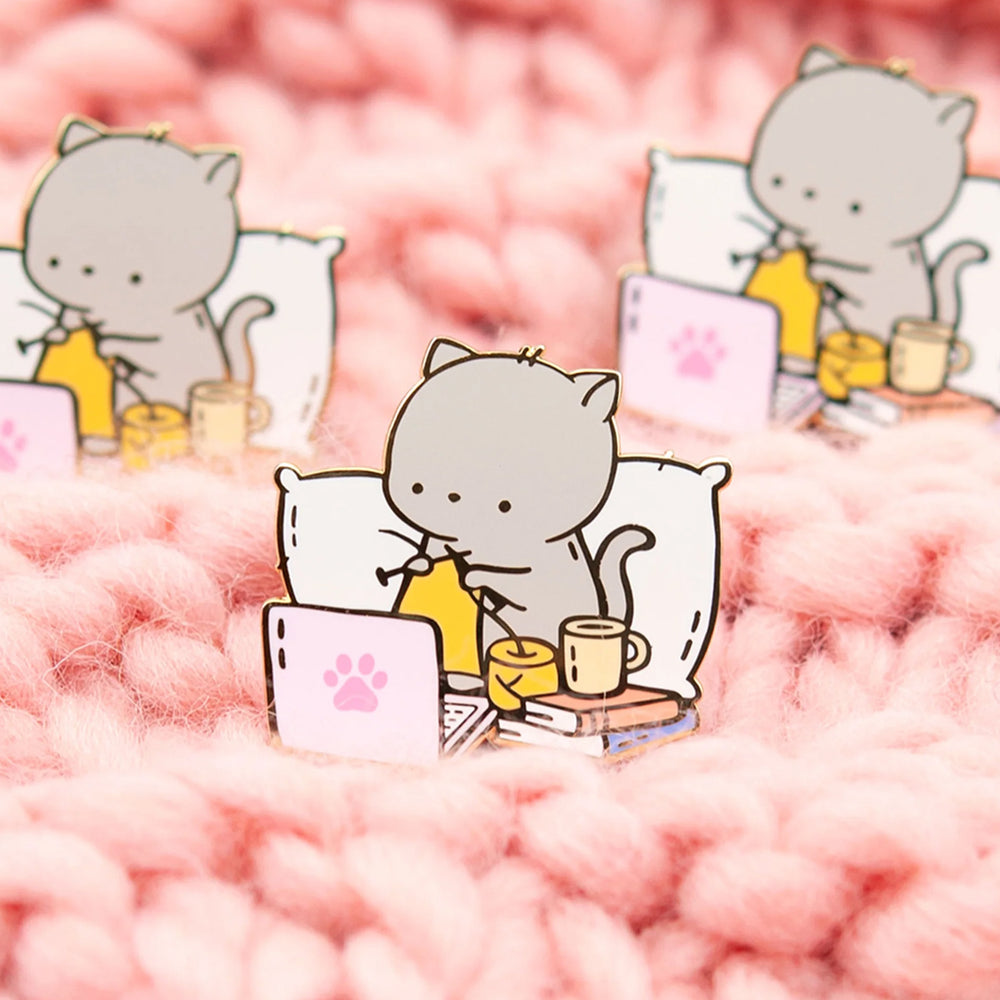 
            
                Load image into Gallery viewer, Knitflix Cat - Metal Enamel Pin
            
        
