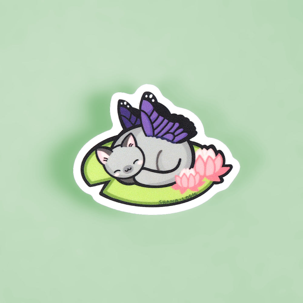 
            
                Load image into Gallery viewer, Fairy Cat on a Lily Pad - Vinyl Sticker
            
        