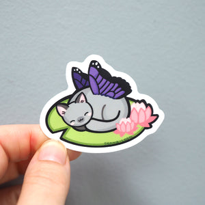 
            
                Load image into Gallery viewer, Fairy Cat on a Lily Pad - Vinyl Sticker
            
        
