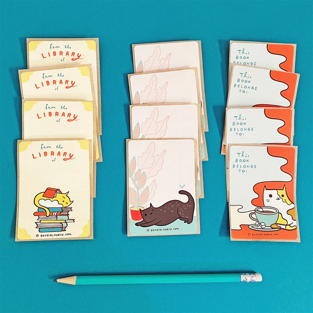 Cat Bookplate Stickers - Mixed Pack
