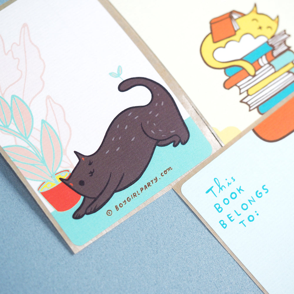 Cat Bookplate Stickers - Mixed Pack