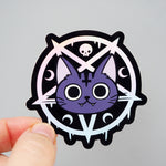 Spooky Witch Cat (Lucipurr) - Holographic Vinyl Sticker