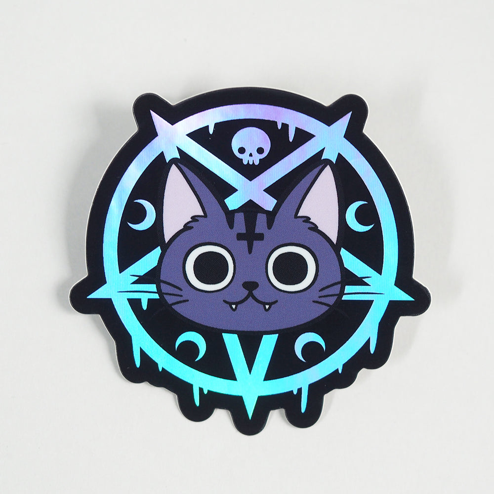 
            
                Load image into Gallery viewer, Spooky Witch Cat (Lucipurr) - Holographic Vinyl Sticker
            
        