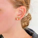 Hedgehog And Strawberries - Asymmetrical Stud Earrings