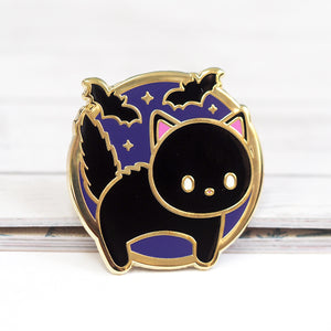 
            
                Load image into Gallery viewer, Scaredy Cat and Bats - Metal Enameled Pin
            
        