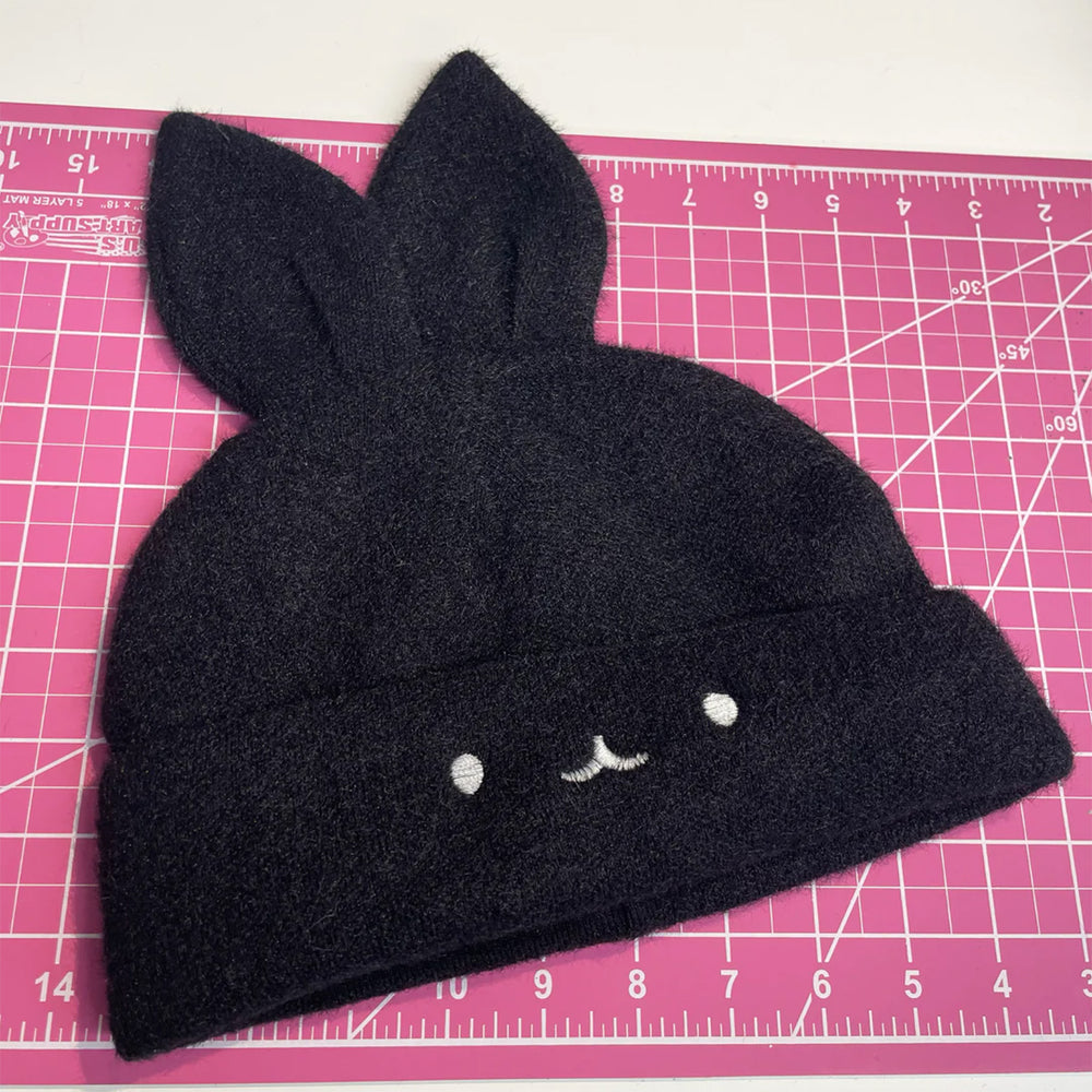 Black Bunny Earred Beanie Hat