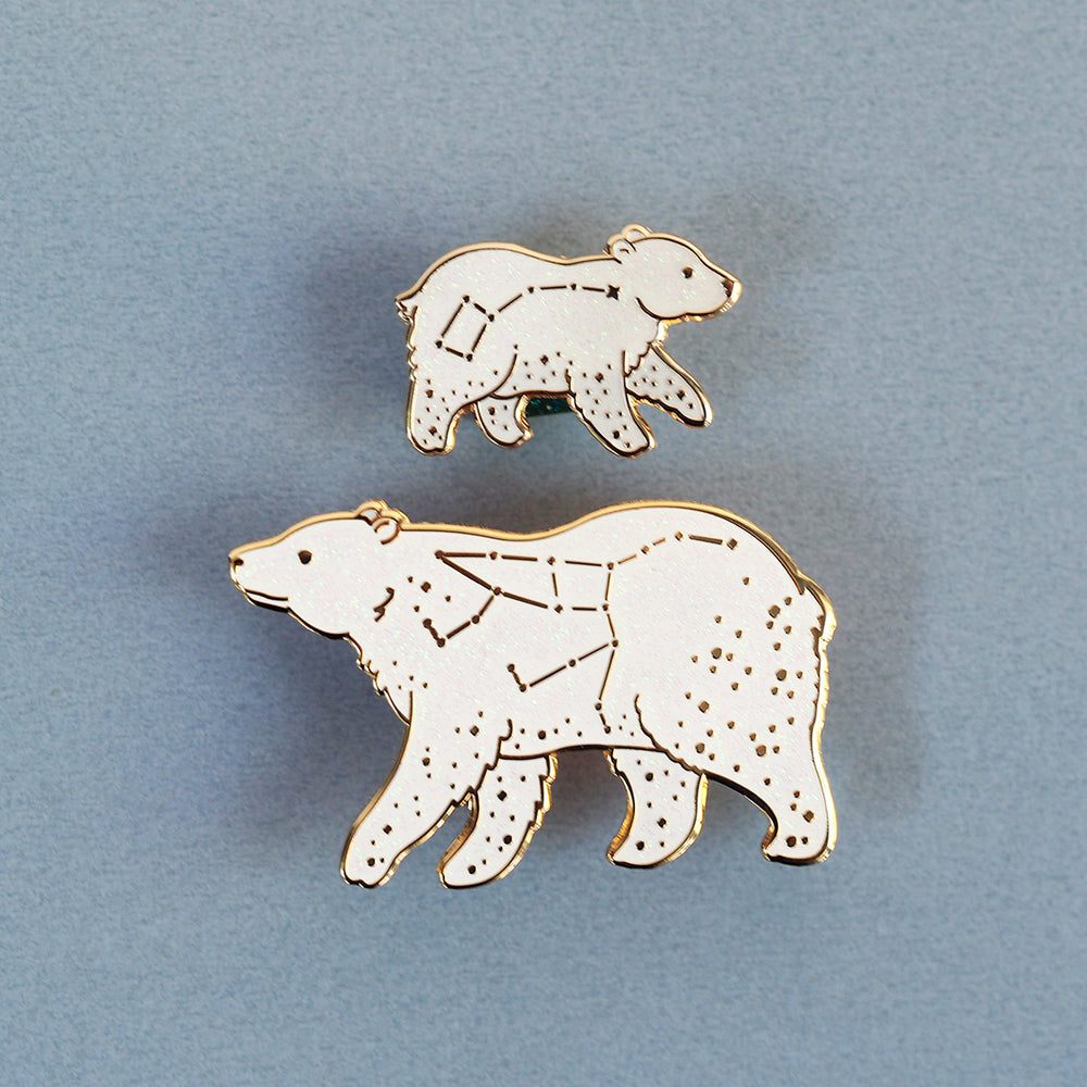 Ursa Major And Ursa Minor Bears - Glitter Metal Enamel Pin Set