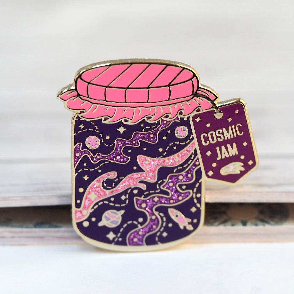 
            
                Load image into Gallery viewer, Cosmic Jam - Glitter Metal Enamel Pin
            
        