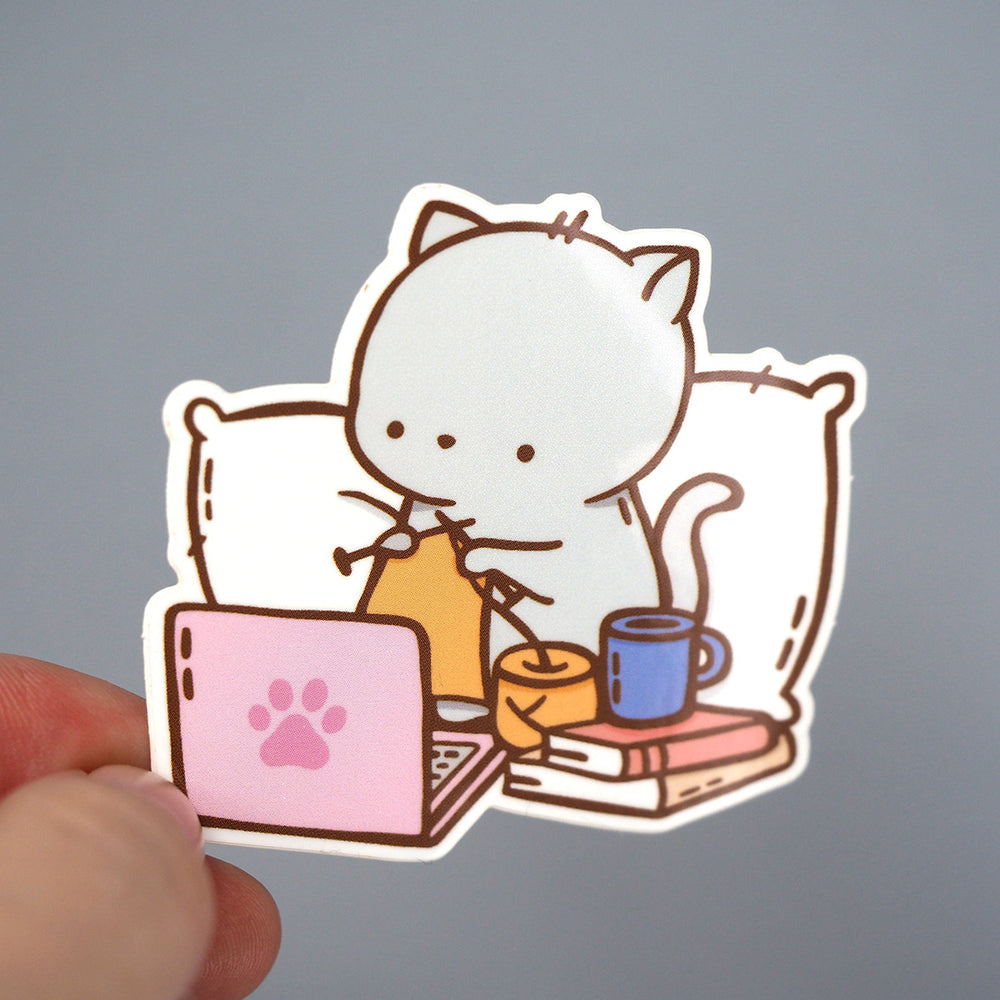 
            
                Load image into Gallery viewer, Knitflix Cat - Vinyl Sticker
            
        